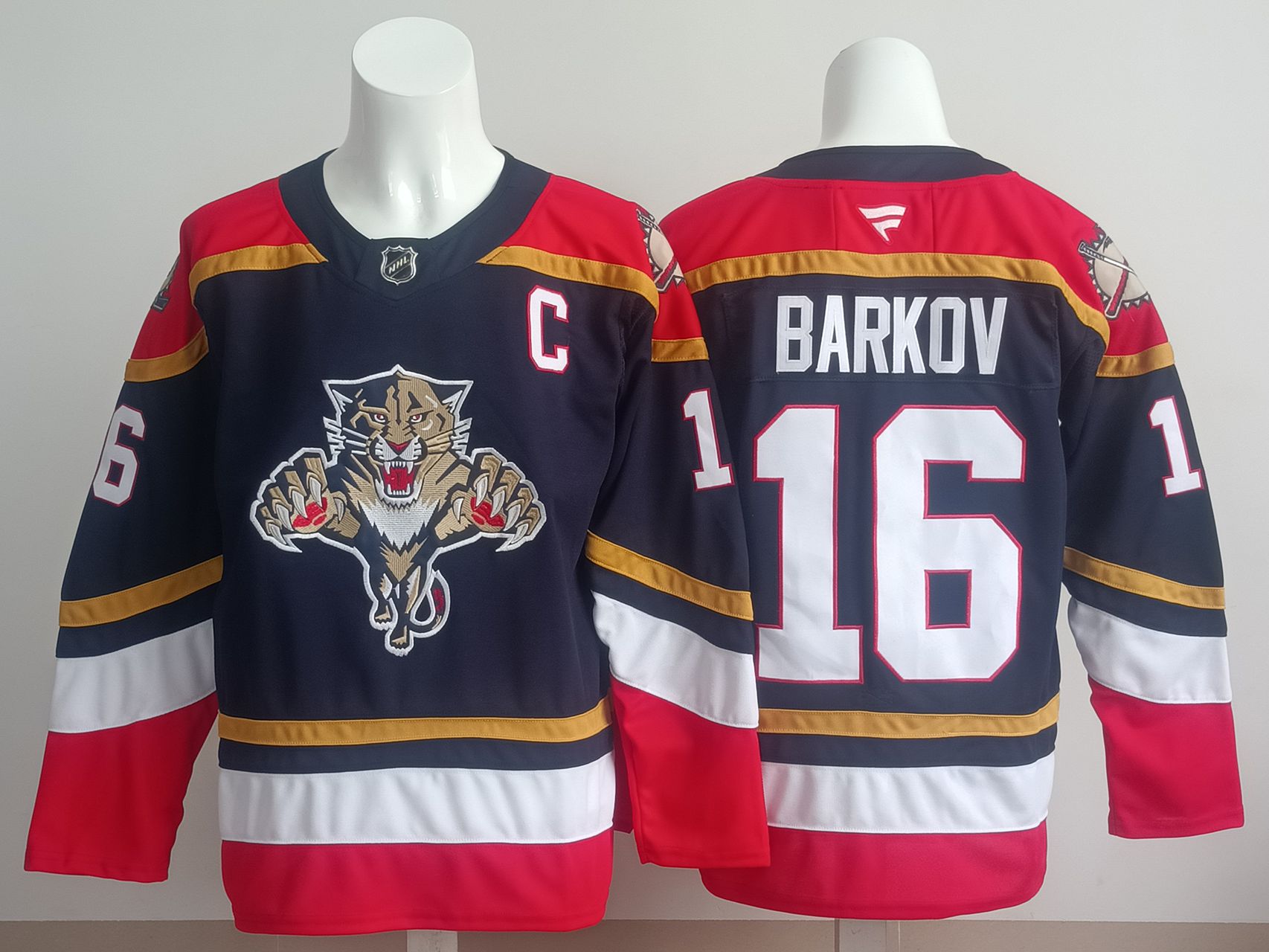 Men 2025 Florida Panthers #16 Barkov Blue Fanatics Home Premium NHL Jersey style 1->florida panthers->NHL Jersey